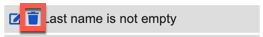Existing rule with the trash can icon highlighted.