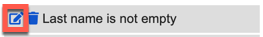 Existing rule with the pencil icon highlighted.